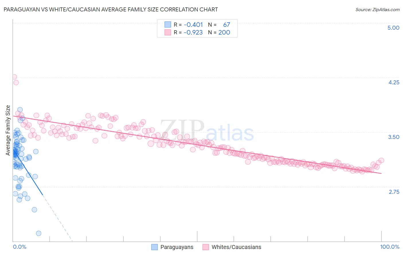 Paraguayan vs White/Caucasian Average Family Size