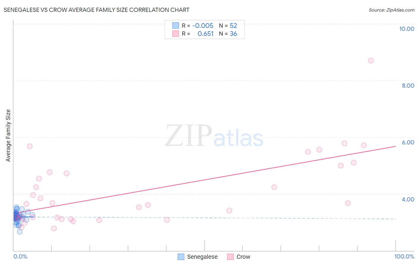 Senegalese vs Crow Average Family Size