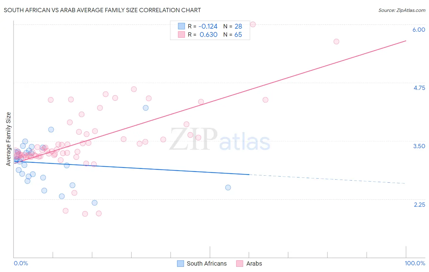 South African vs Arab Average Family Size