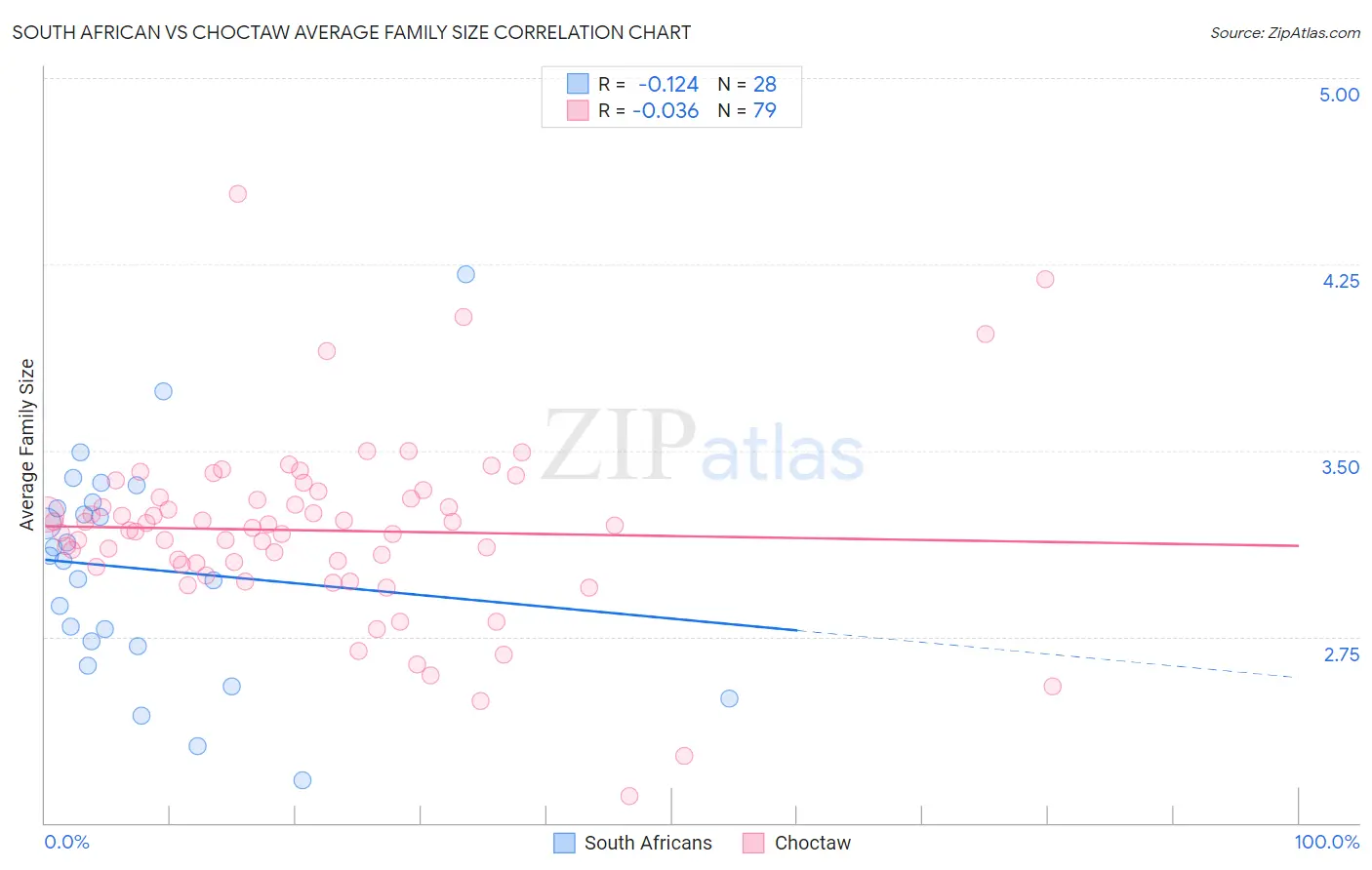 South African vs Choctaw Average Family Size