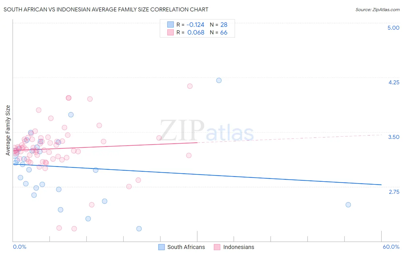 South African vs Indonesian Average Family Size