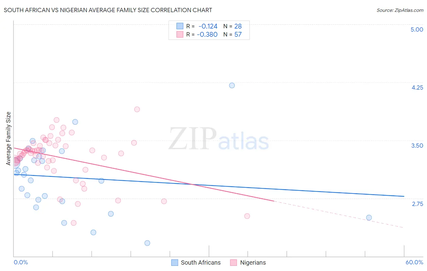 South African vs Nigerian Average Family Size