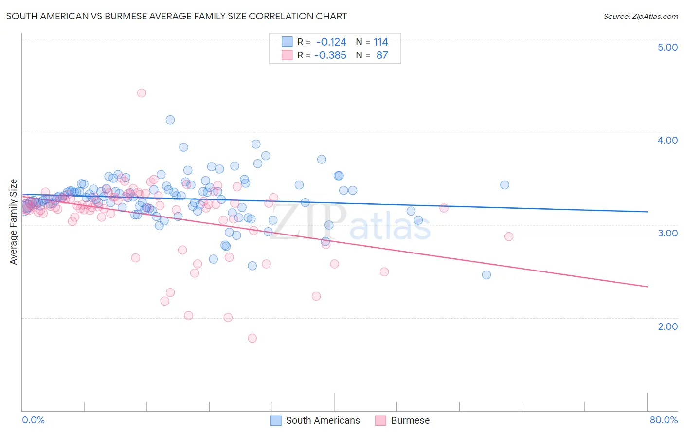 South American vs Burmese Average Family Size