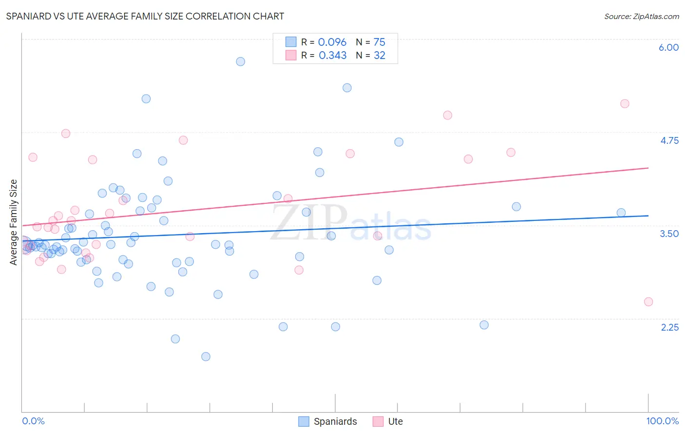 Spaniard vs Ute Average Family Size