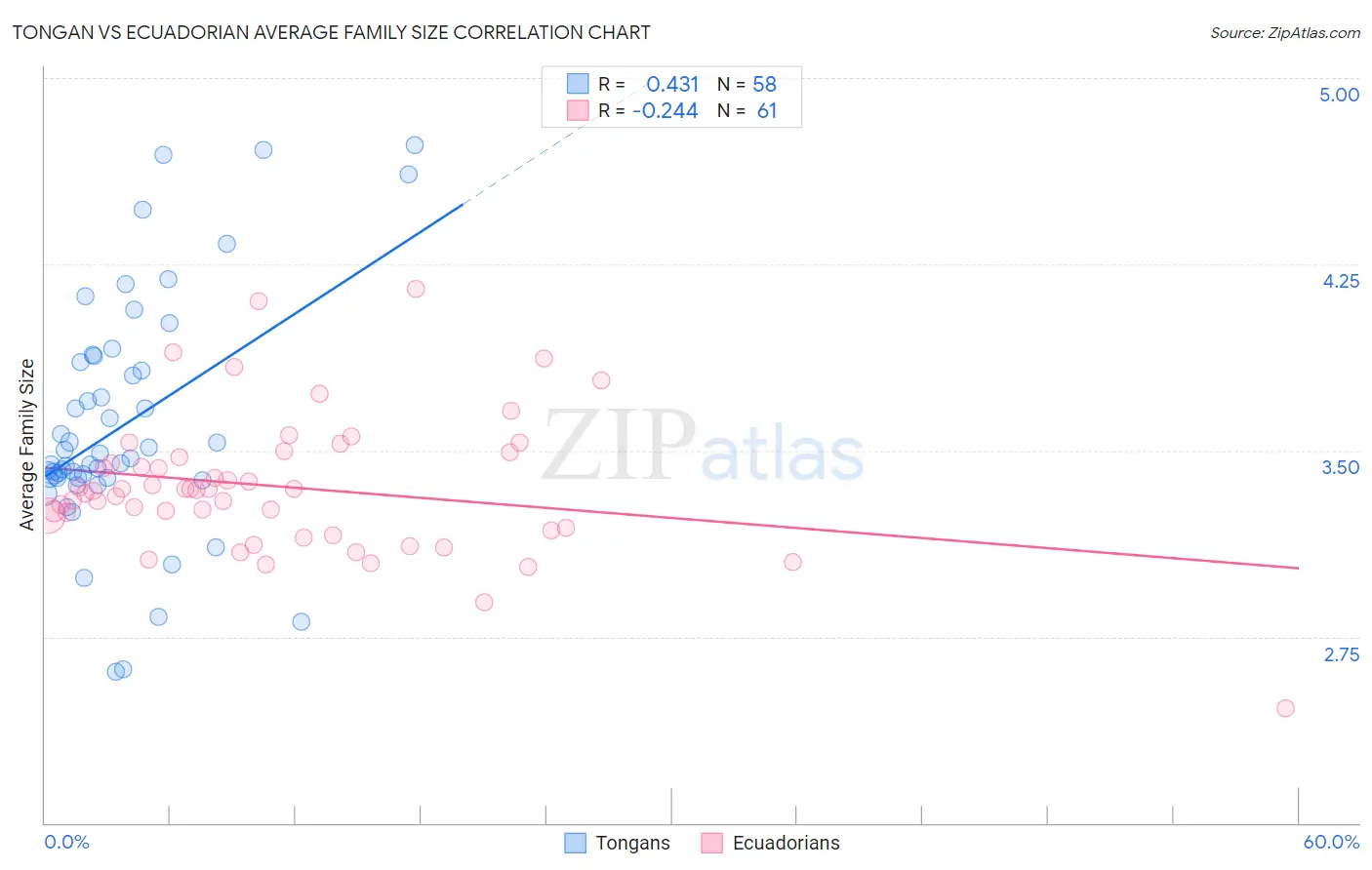 Tongan vs Ecuadorian Average Family Size