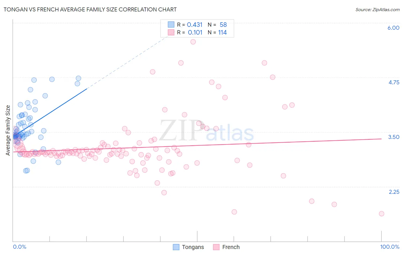 Tongan vs French Average Family Size