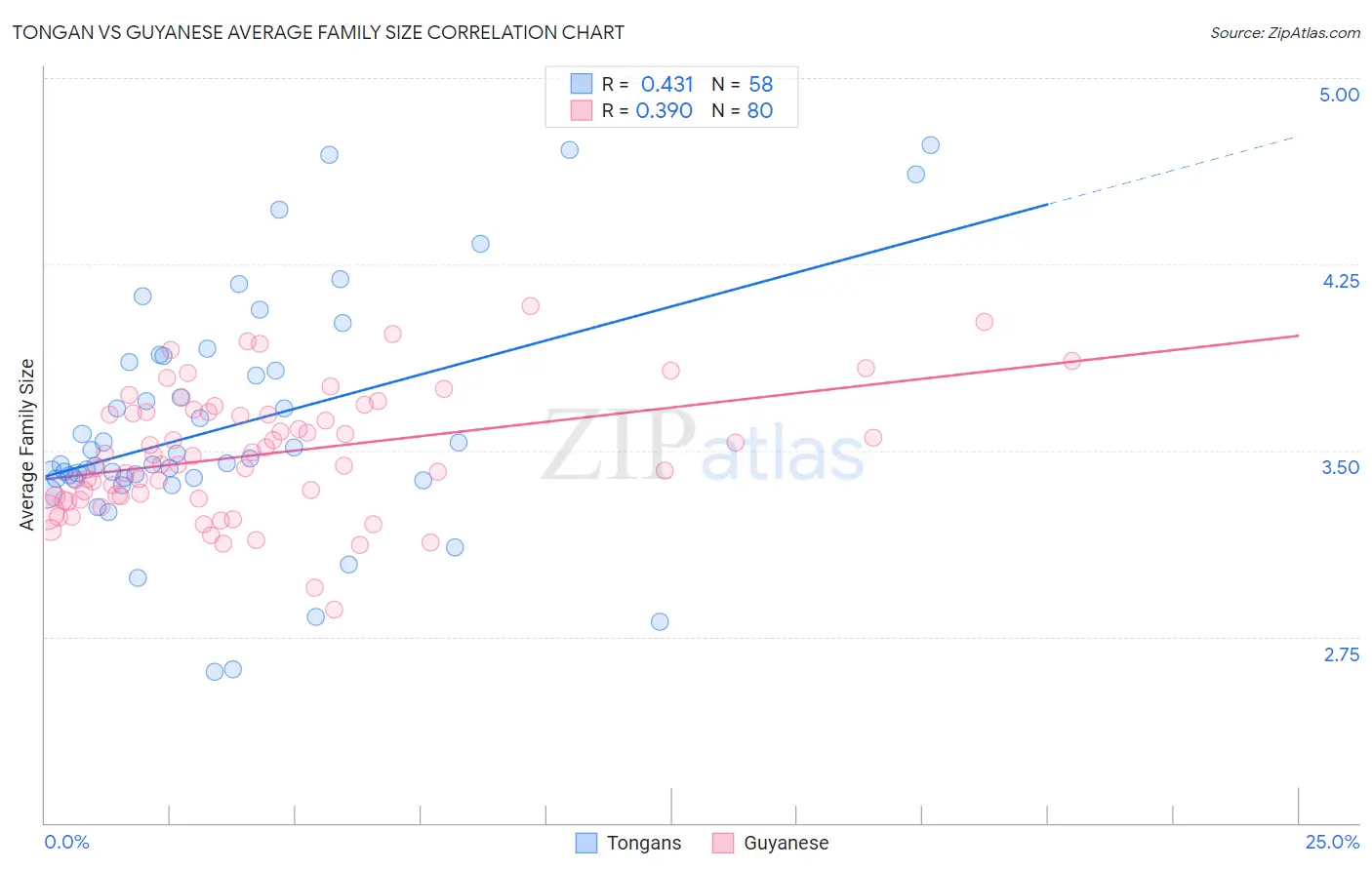 Tongan vs Guyanese Average Family Size