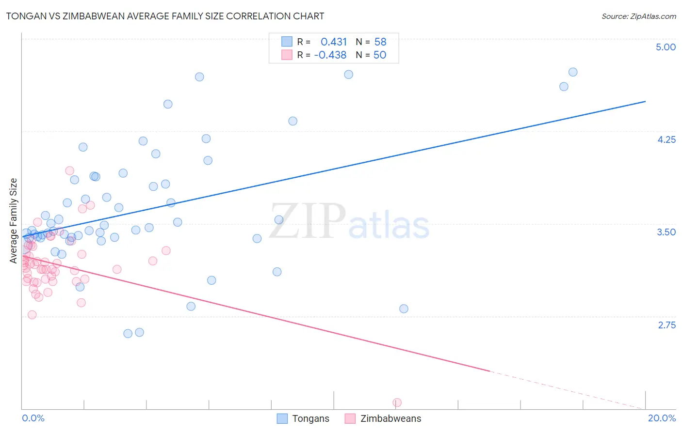 Tongan vs Zimbabwean Average Family Size