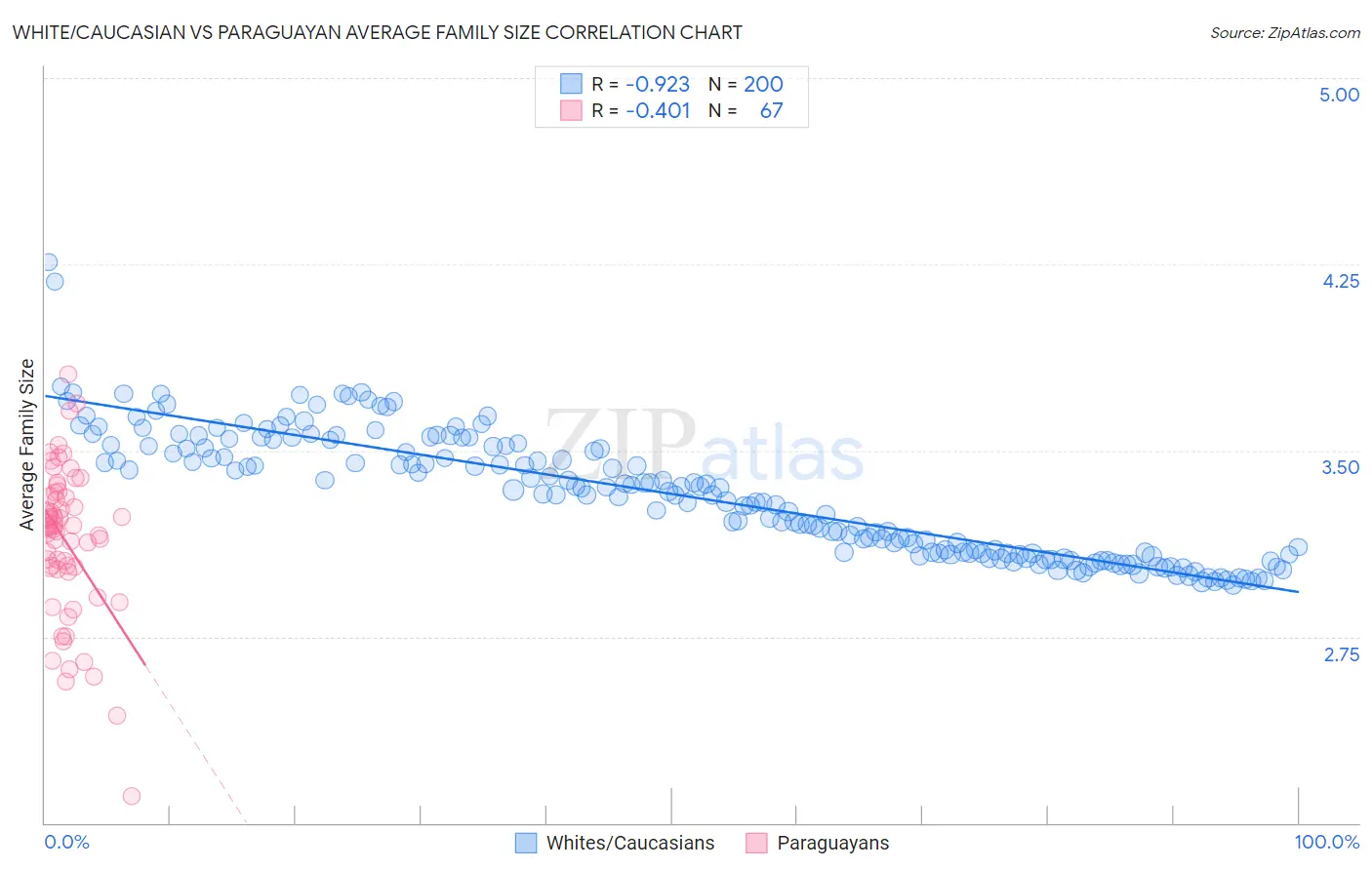 White/Caucasian vs Paraguayan Average Family Size