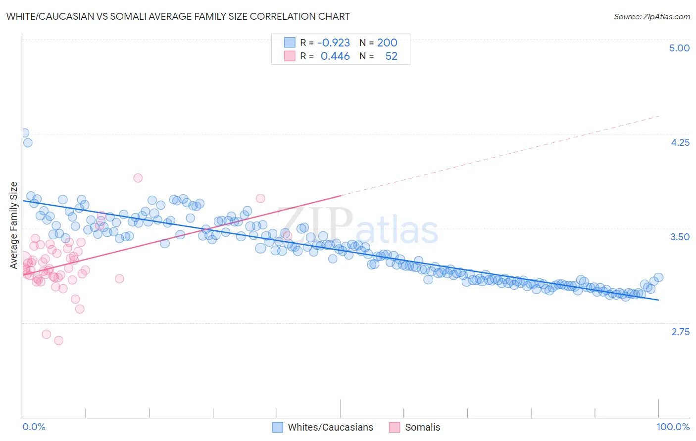White/Caucasian vs Somali Average Family Size
