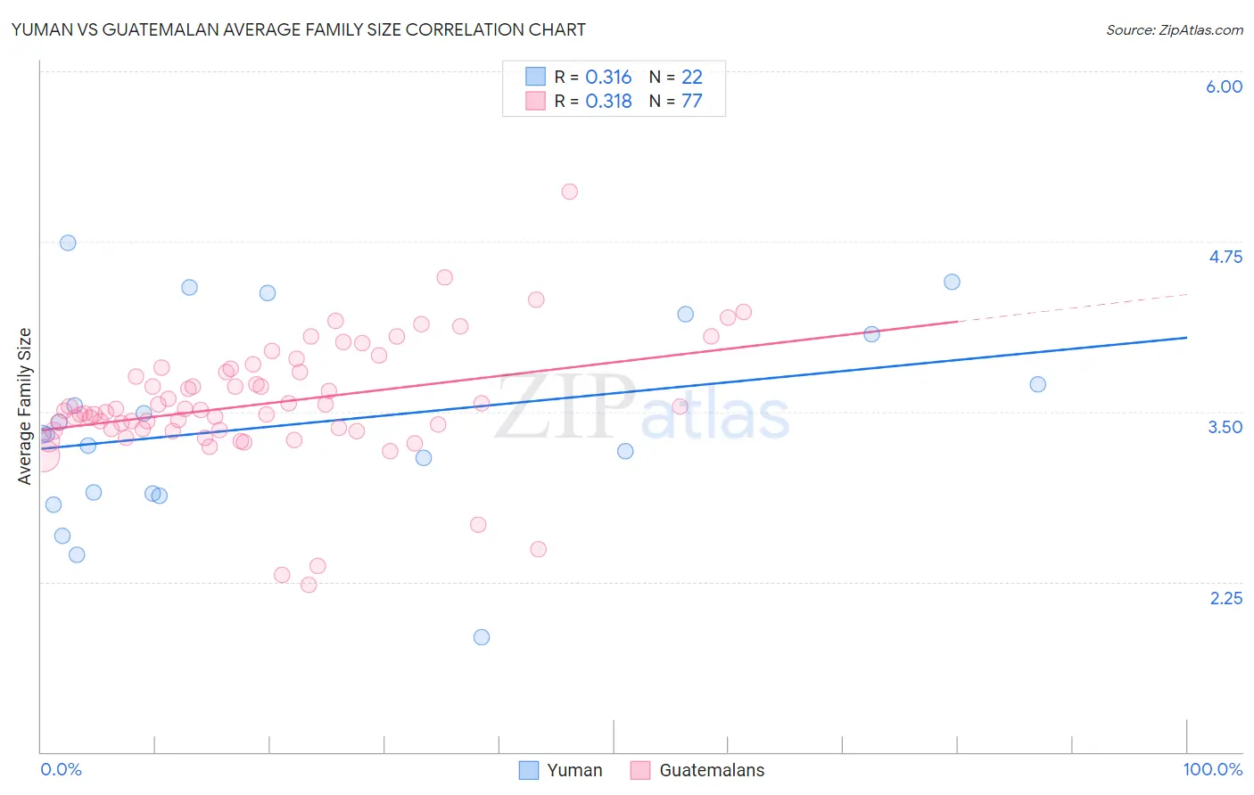 Yuman vs Guatemalan Average Family Size