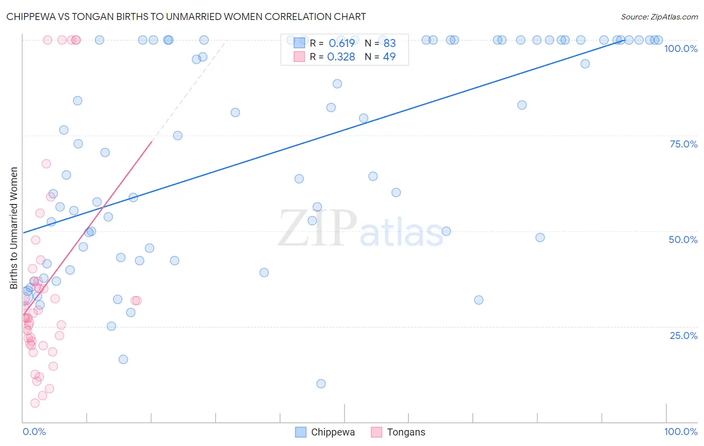 Chippewa vs Tongan Births to Unmarried Women