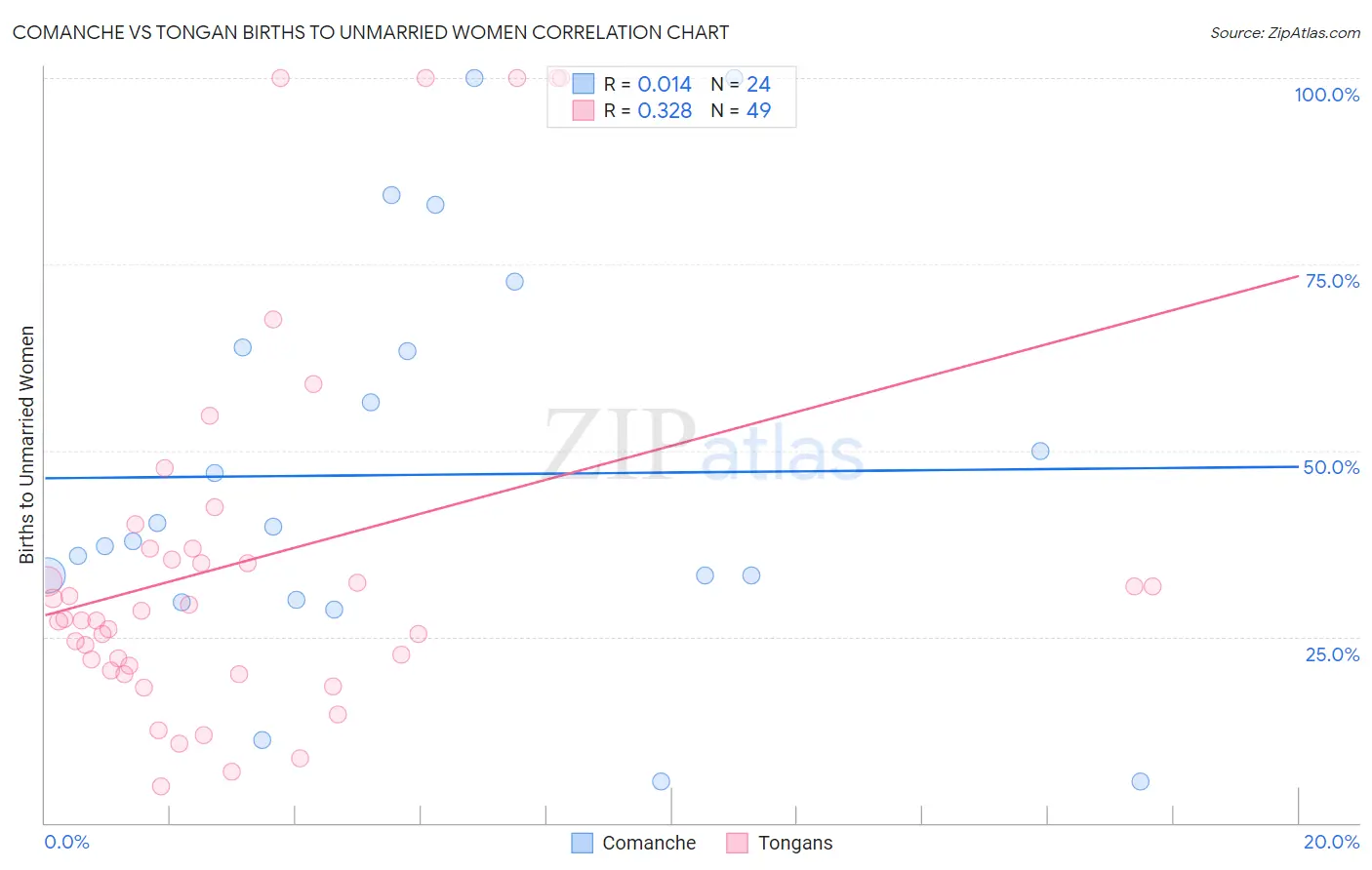 Comanche vs Tongan Births to Unmarried Women