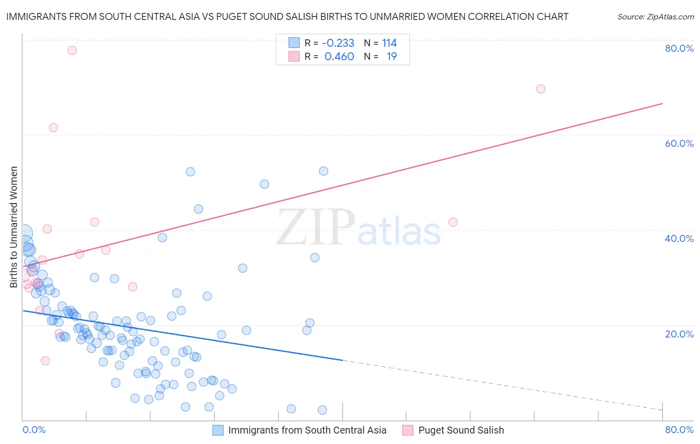 Immigrants from South Central Asia vs Puget Sound Salish Births to Unmarried Women