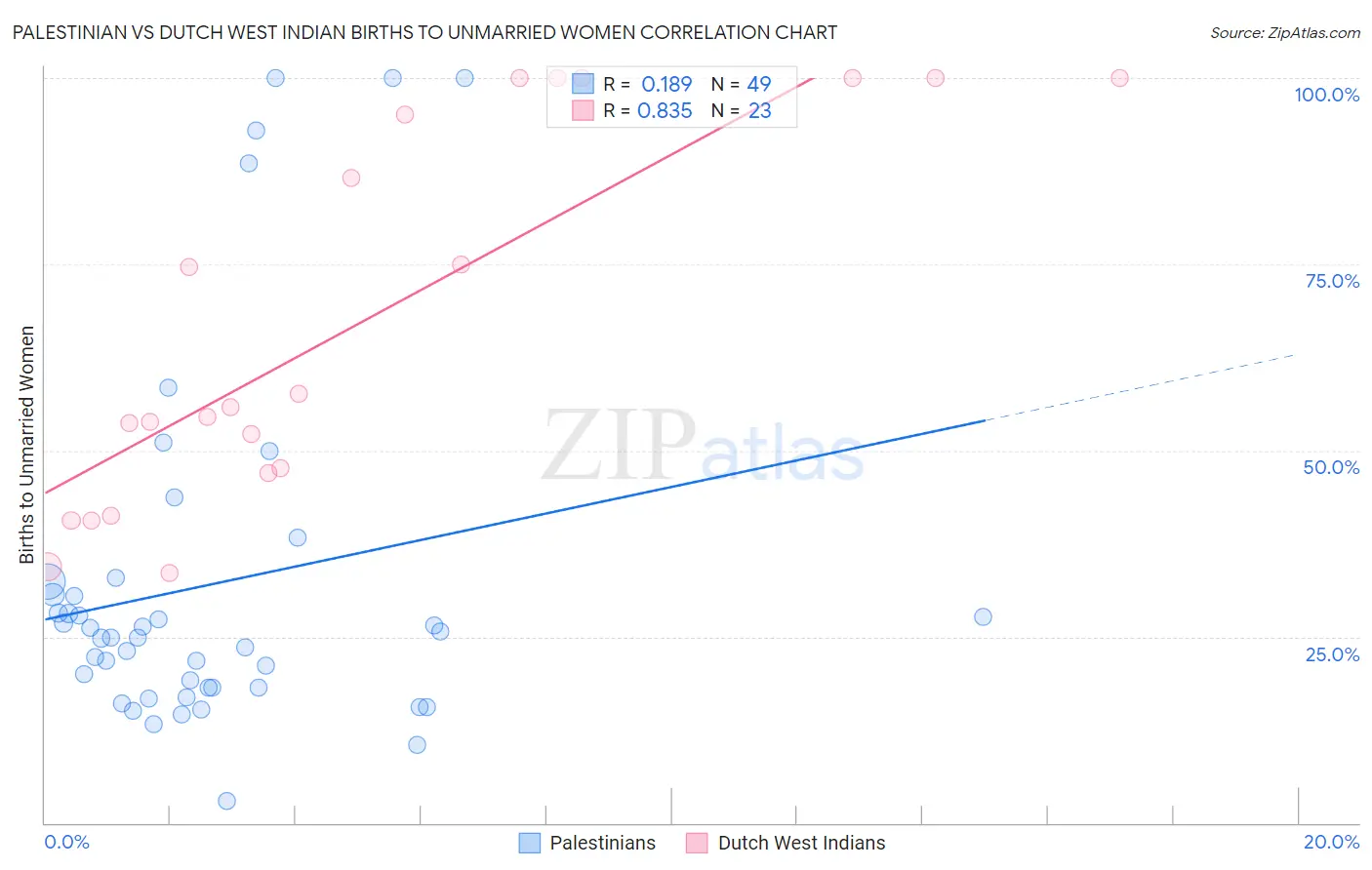 Palestinian vs Dutch West Indian Births to Unmarried Women