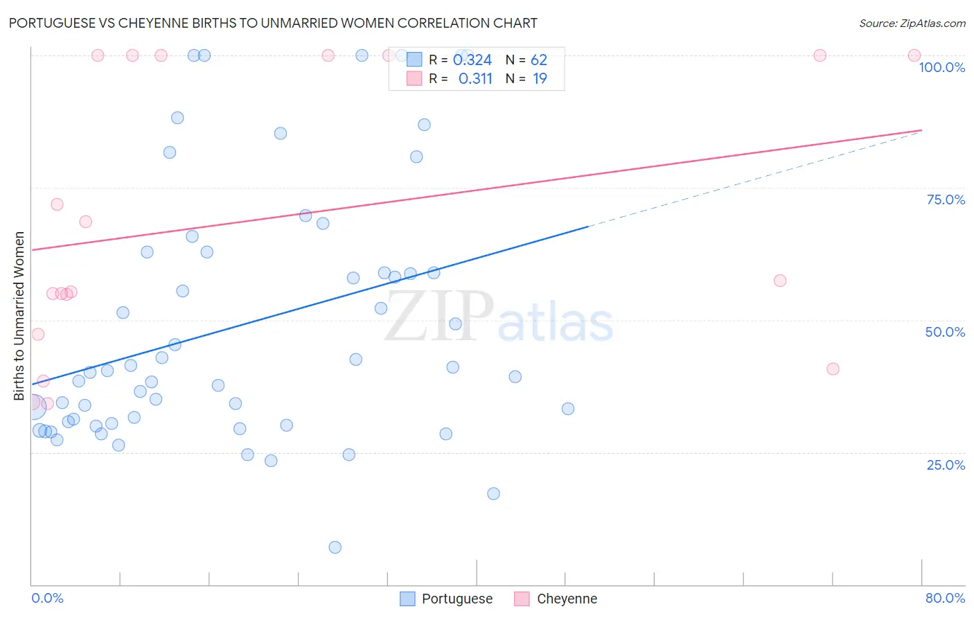 Portuguese vs Cheyenne Births to Unmarried Women