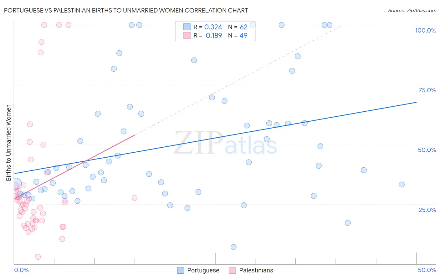 Portuguese vs Palestinian Births to Unmarried Women