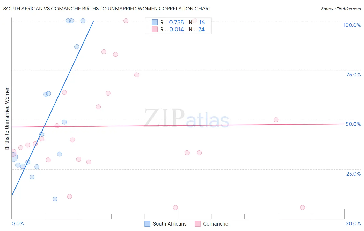 South African vs Comanche Births to Unmarried Women