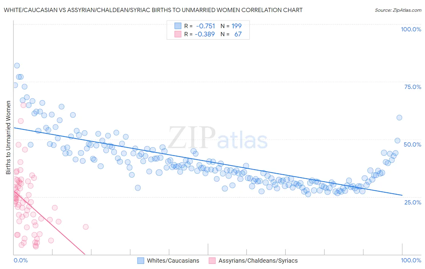 White/Caucasian vs Assyrian/Chaldean/Syriac Births to Unmarried Women