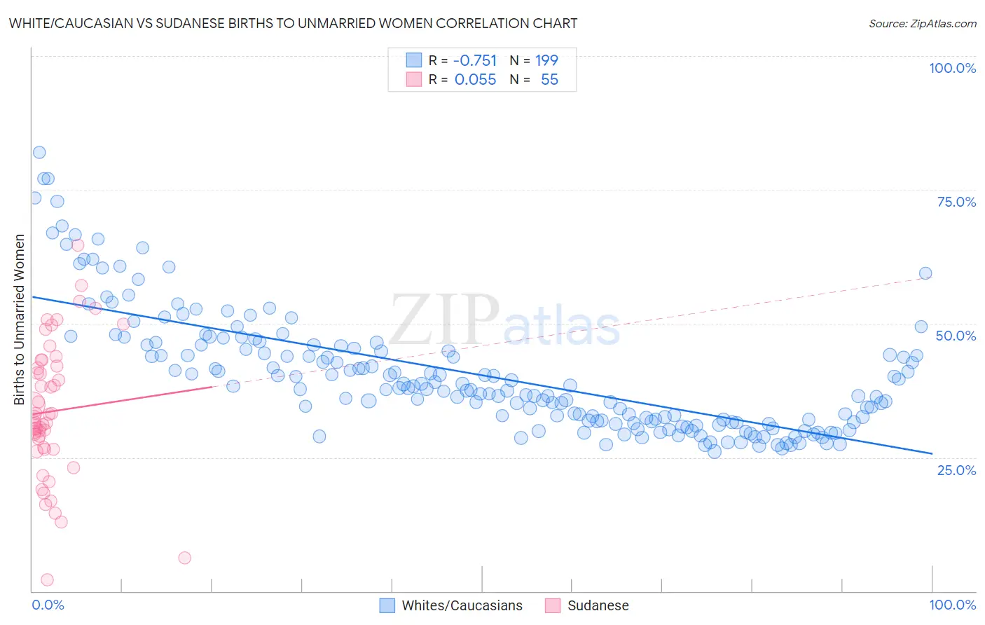 White/Caucasian vs Sudanese Births to Unmarried Women