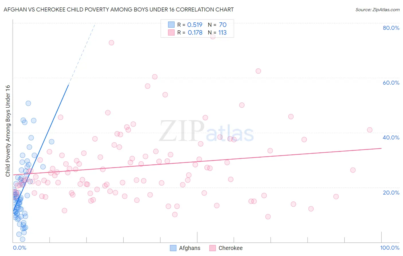 Afghan vs Cherokee Child Poverty Among Boys Under 16