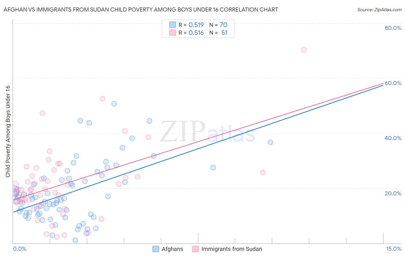 Afghan vs Immigrants from Sudan Child Poverty Among Boys Under 16