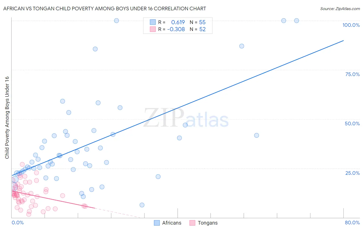 African vs Tongan Child Poverty Among Boys Under 16