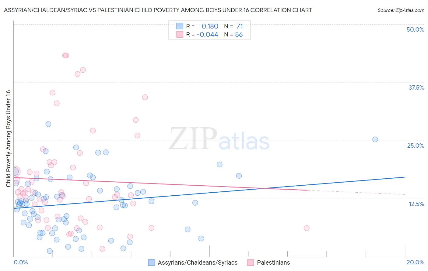 Assyrian/Chaldean/Syriac vs Palestinian Child Poverty Among Boys Under 16