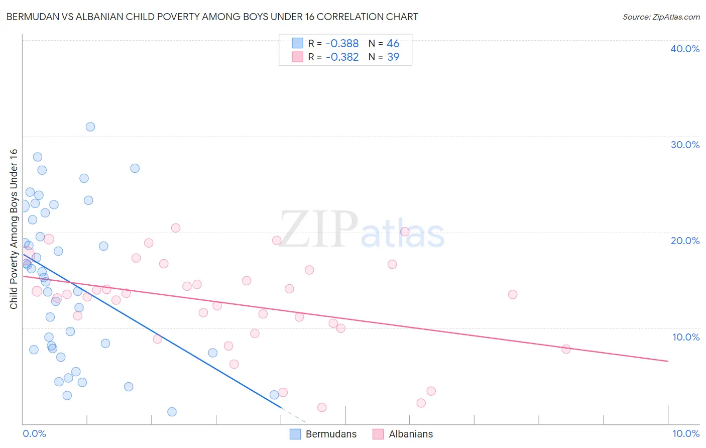 Bermudan vs Albanian Child Poverty Among Boys Under 16