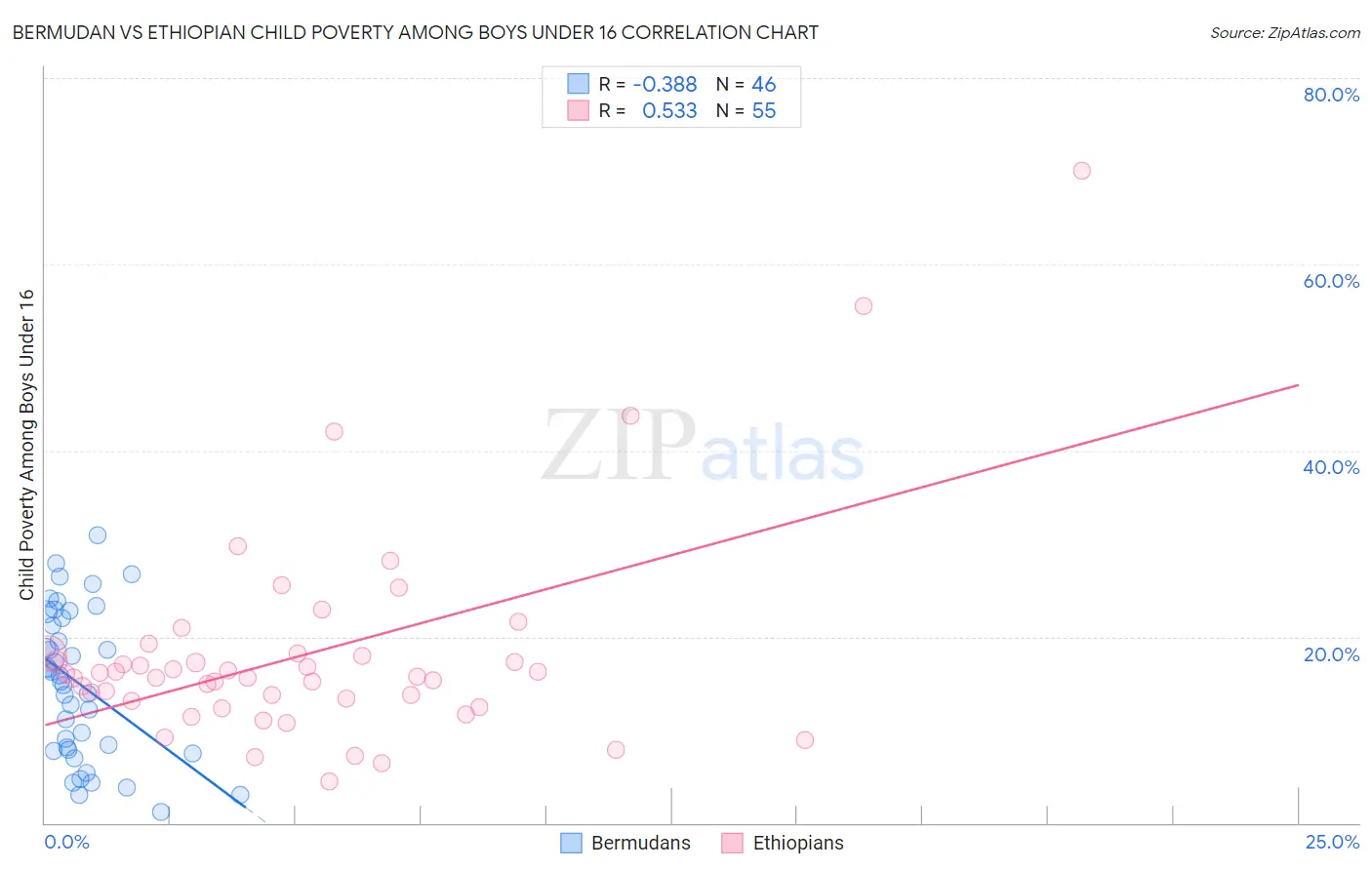 Bermudan vs Ethiopian Child Poverty Among Boys Under 16