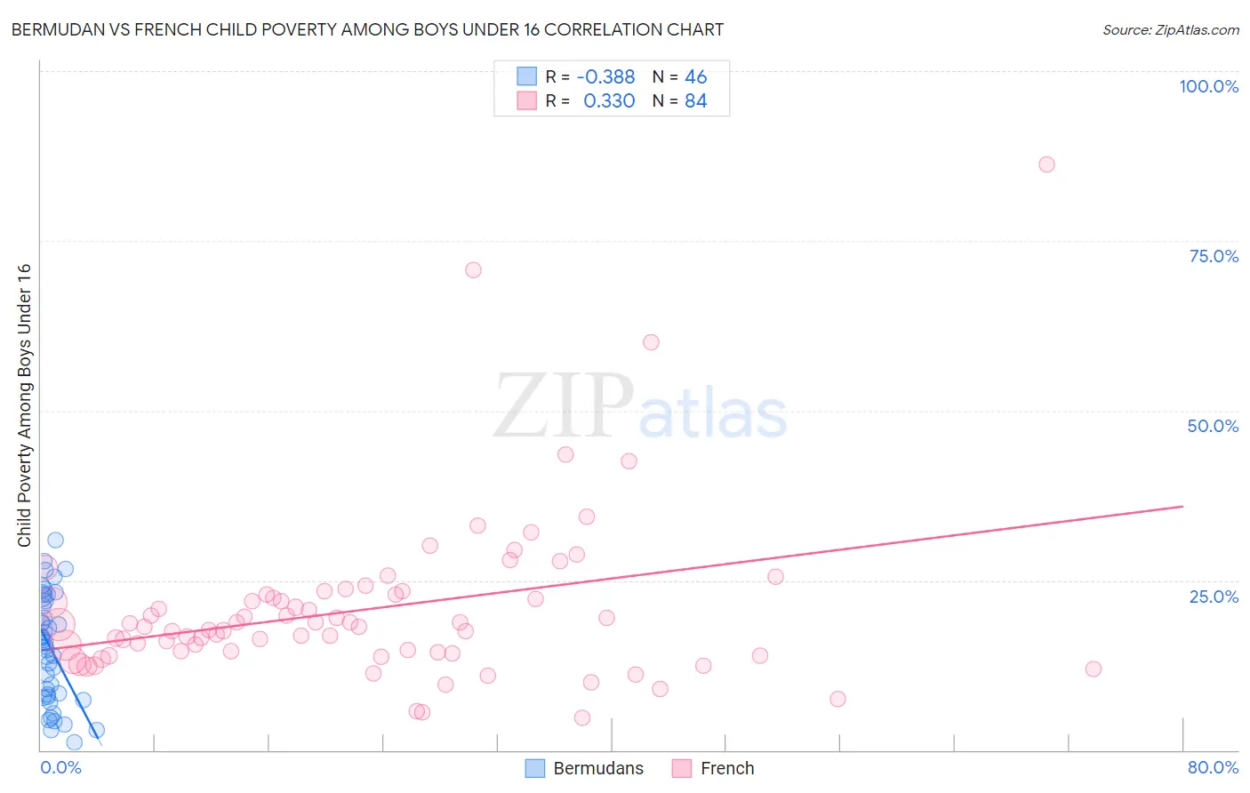 Bermudan vs French Child Poverty Among Boys Under 16