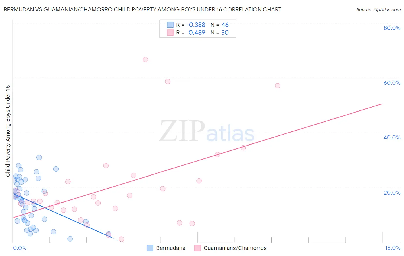 Bermudan vs Guamanian/Chamorro Child Poverty Among Boys Under 16