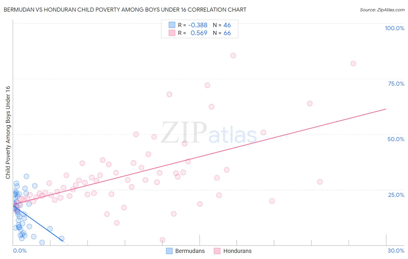 Bermudan vs Honduran Child Poverty Among Boys Under 16
