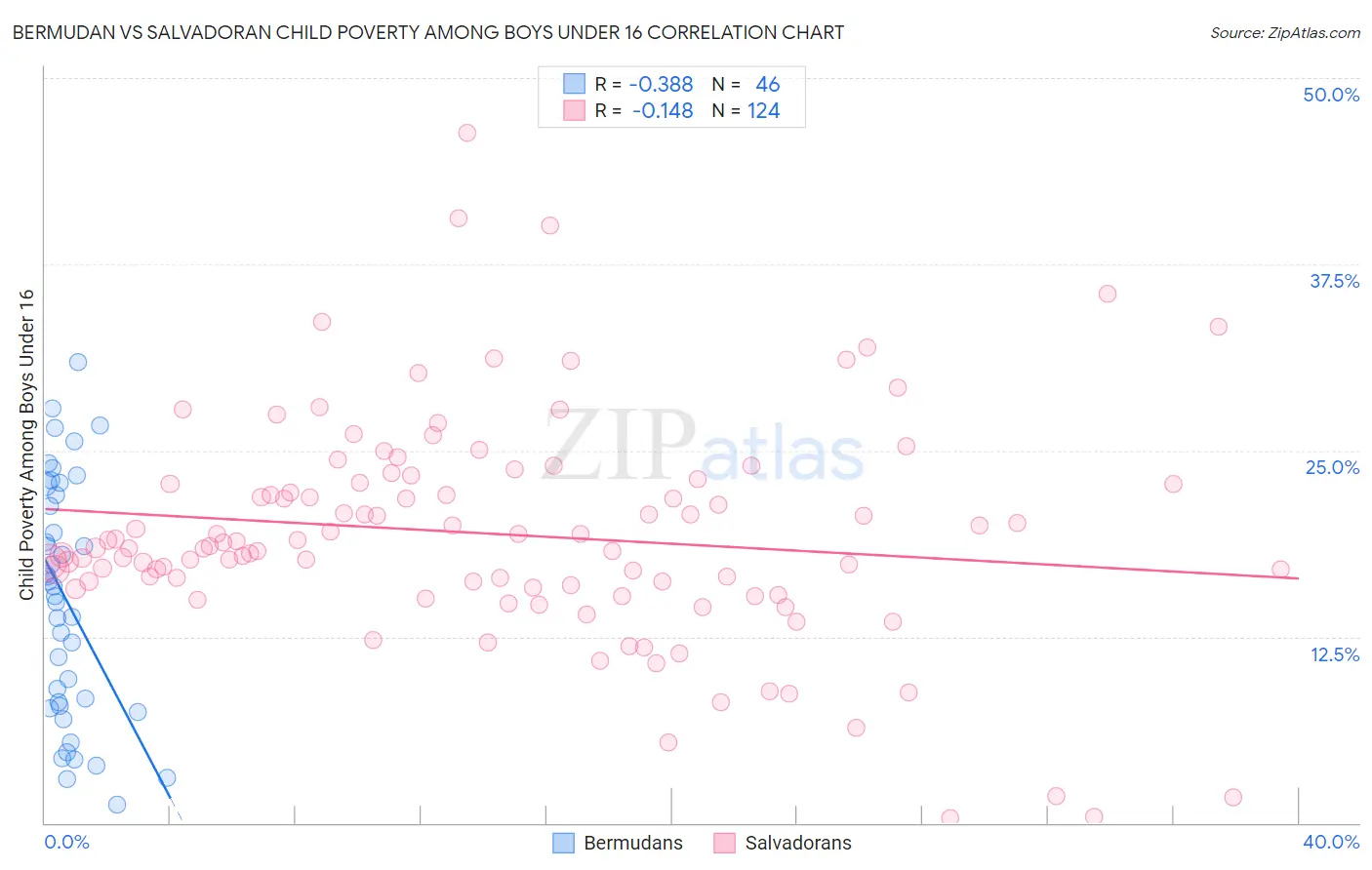 Bermudan vs Salvadoran Child Poverty Among Boys Under 16