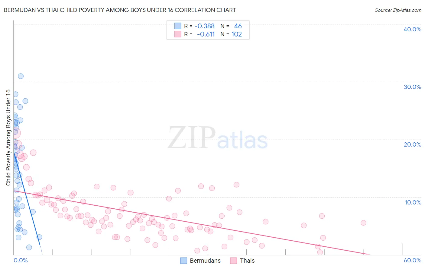 Bermudan vs Thai Child Poverty Among Boys Under 16