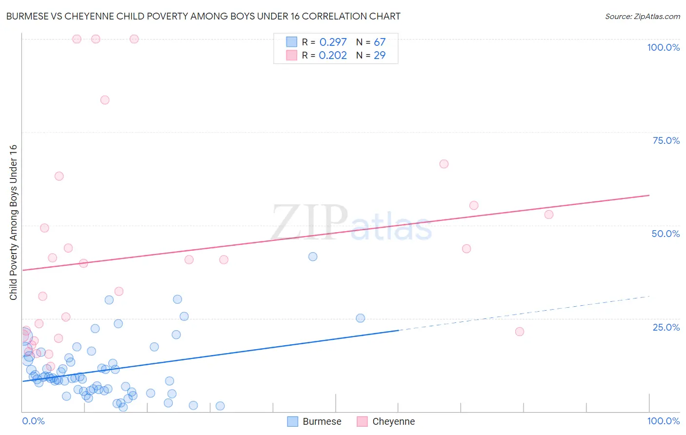 Burmese vs Cheyenne Child Poverty Among Boys Under 16