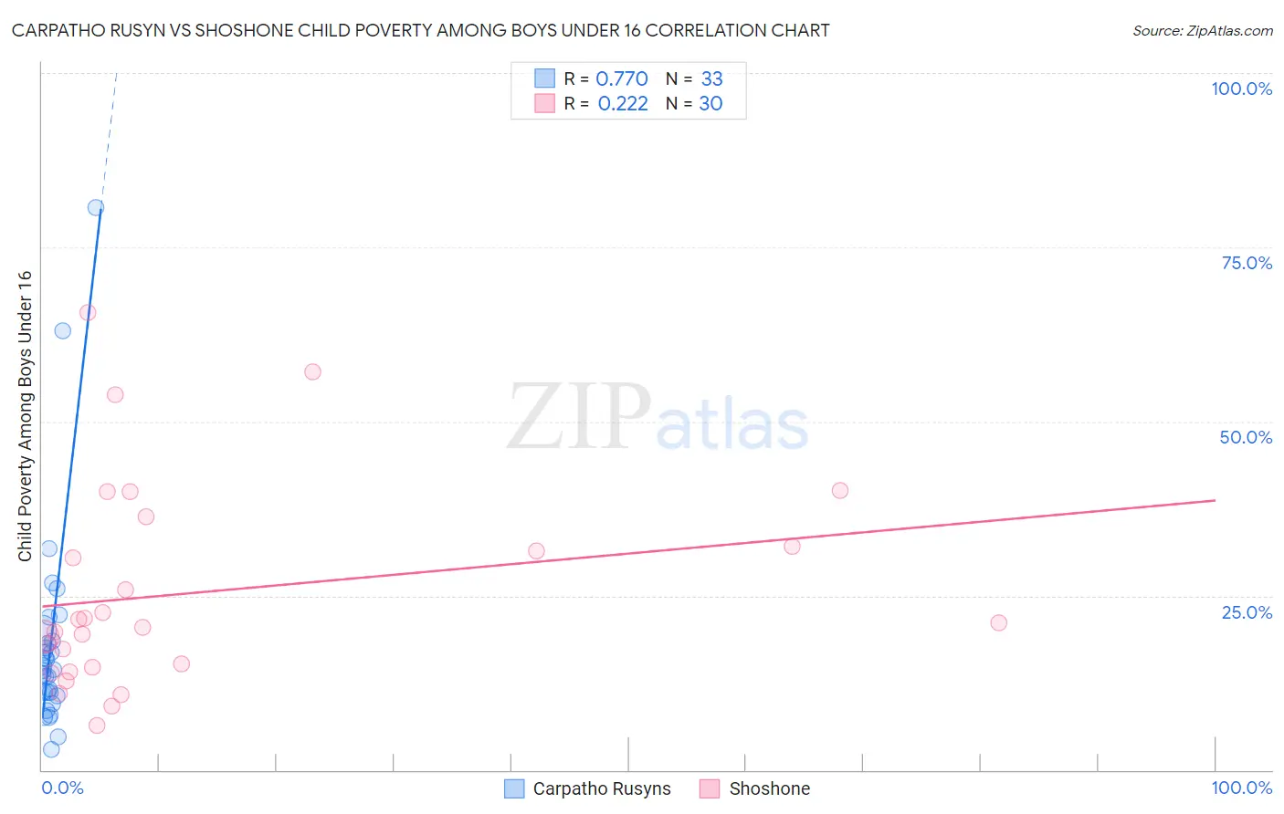 Carpatho Rusyn vs Shoshone Child Poverty Among Boys Under 16
