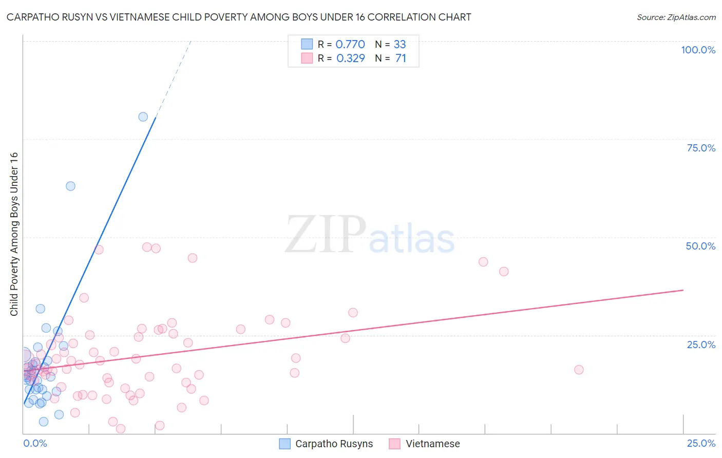 Carpatho Rusyn vs Vietnamese Child Poverty Among Boys Under 16