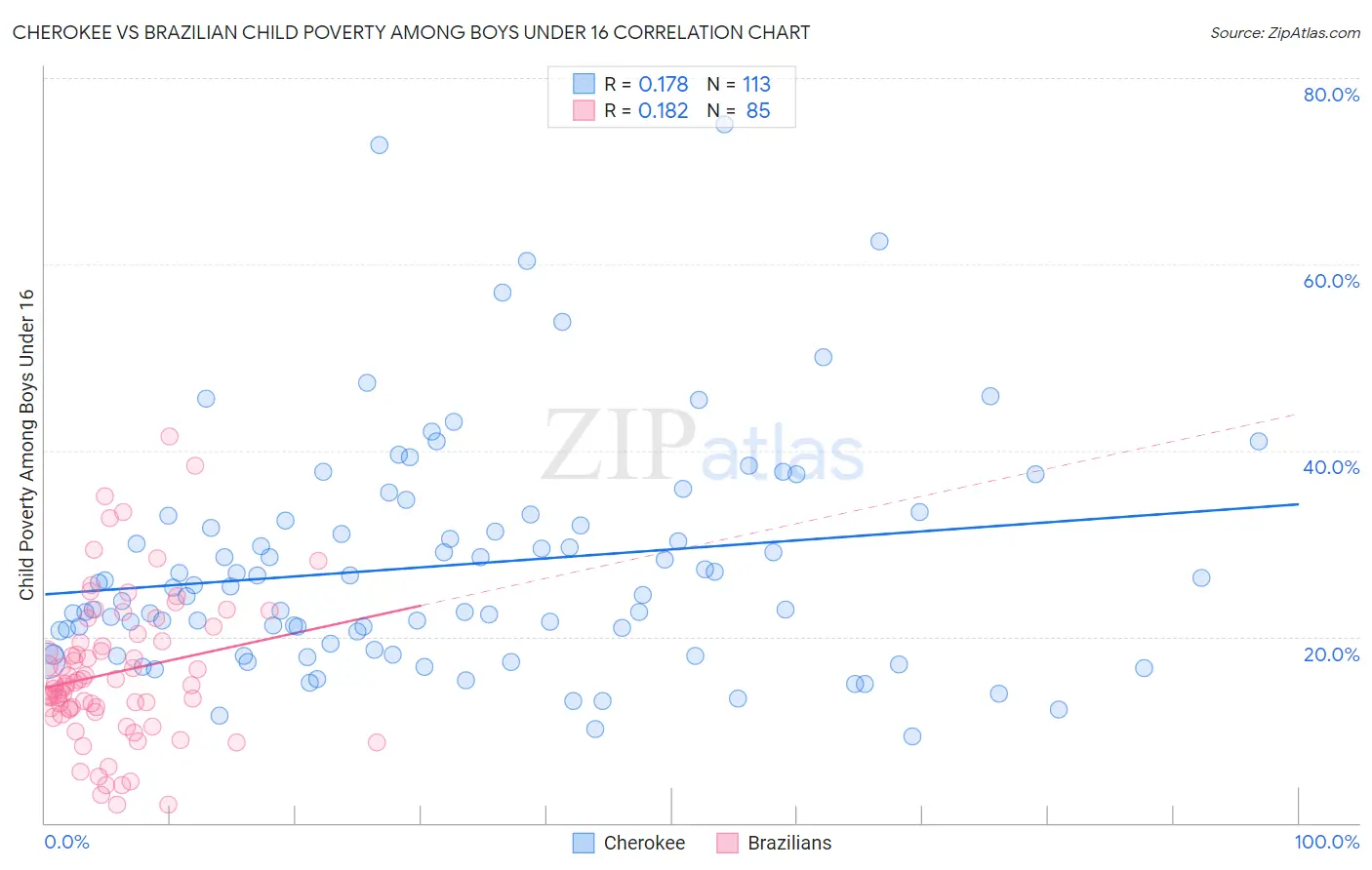 Cherokee vs Brazilian Child Poverty Among Boys Under 16