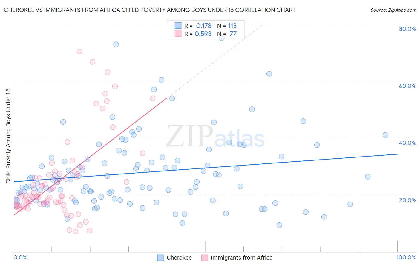 Cherokee vs Immigrants from Africa Child Poverty Among Boys Under 16