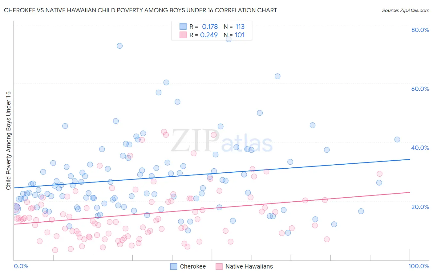 Cherokee vs Native Hawaiian Child Poverty Among Boys Under 16