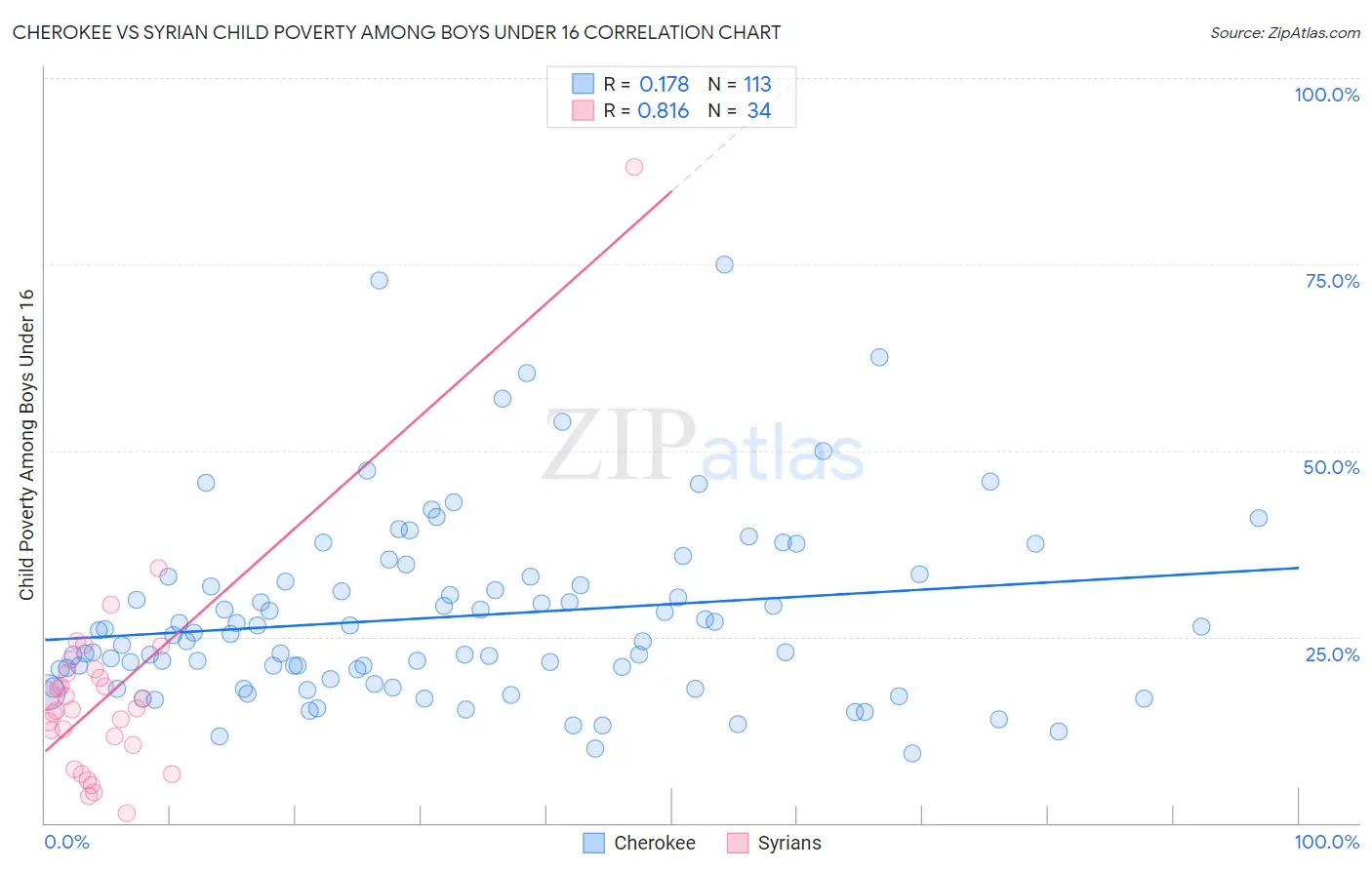 Cherokee vs Syrian Child Poverty Among Boys Under 16
