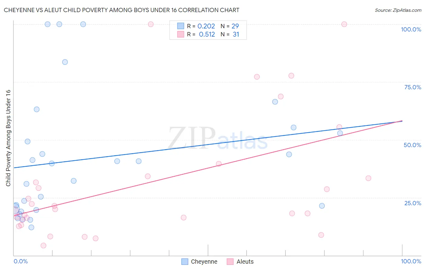 Cheyenne vs Aleut Child Poverty Among Boys Under 16