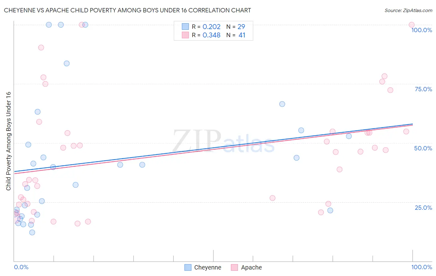 Cheyenne vs Apache Child Poverty Among Boys Under 16