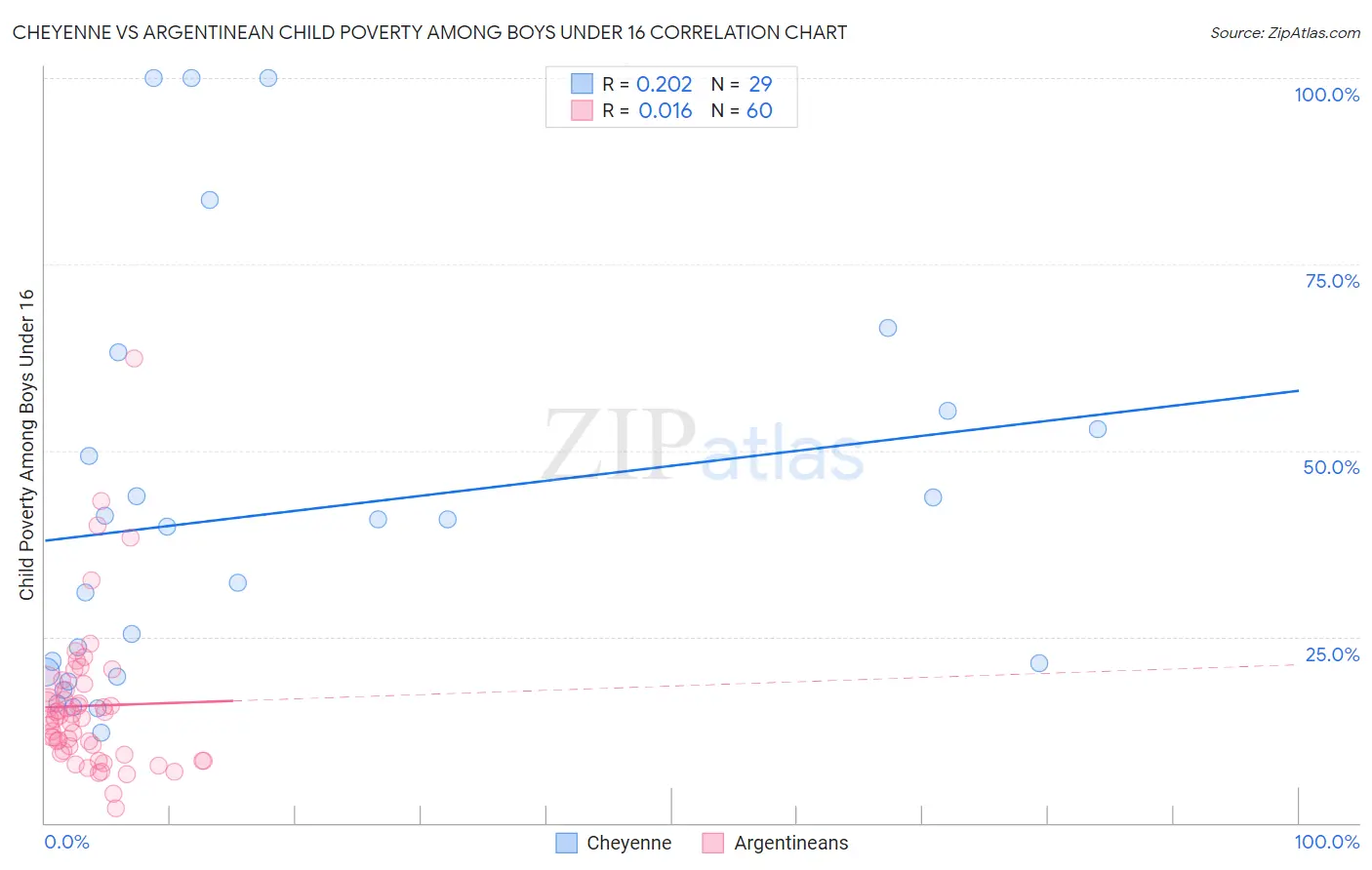 Cheyenne vs Argentinean Child Poverty Among Boys Under 16