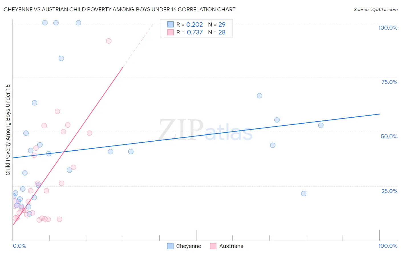 Cheyenne vs Austrian Child Poverty Among Boys Under 16