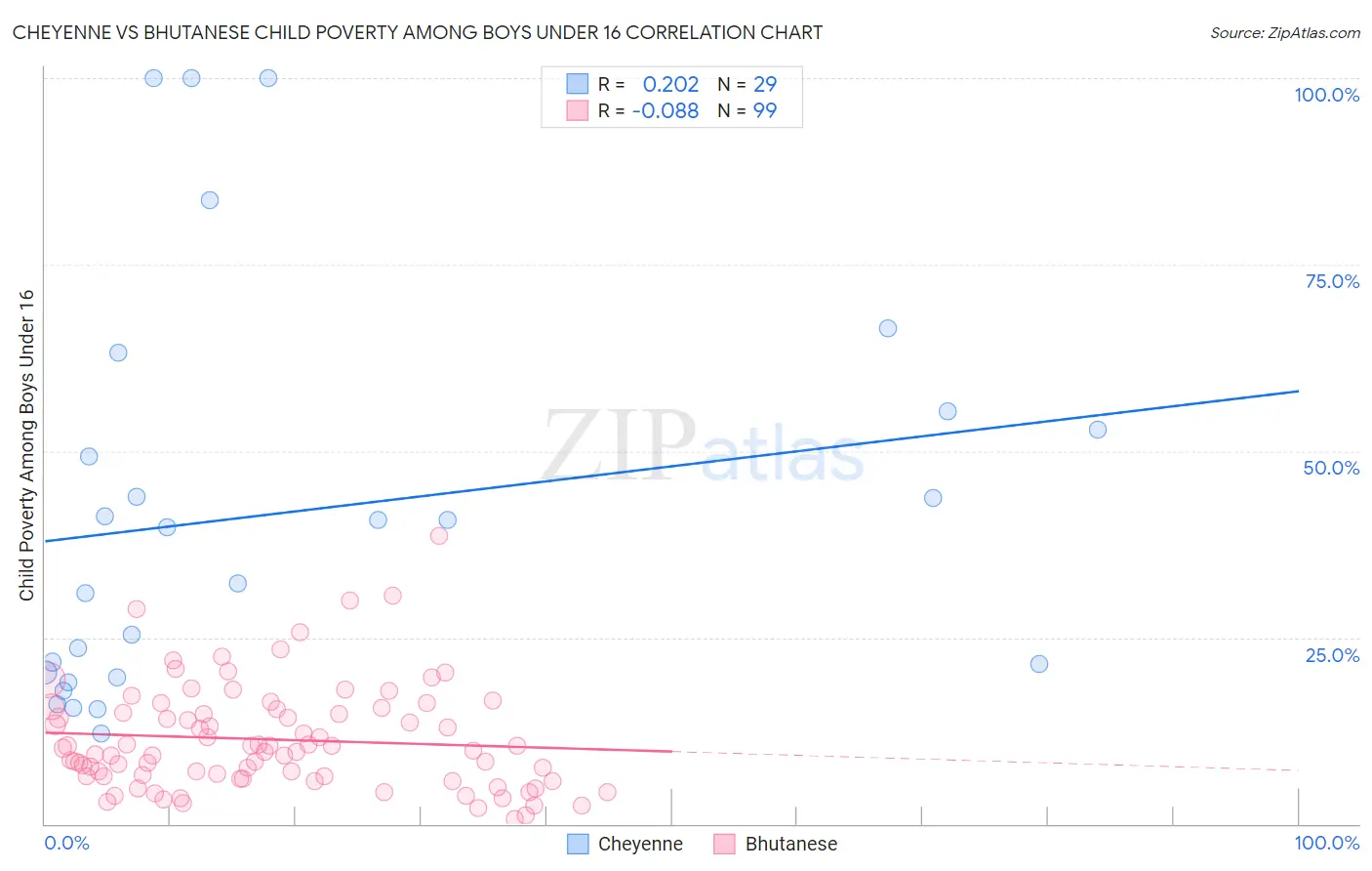 Cheyenne vs Bhutanese Child Poverty Among Boys Under 16