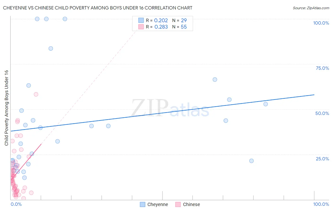 Cheyenne vs Chinese Child Poverty Among Boys Under 16