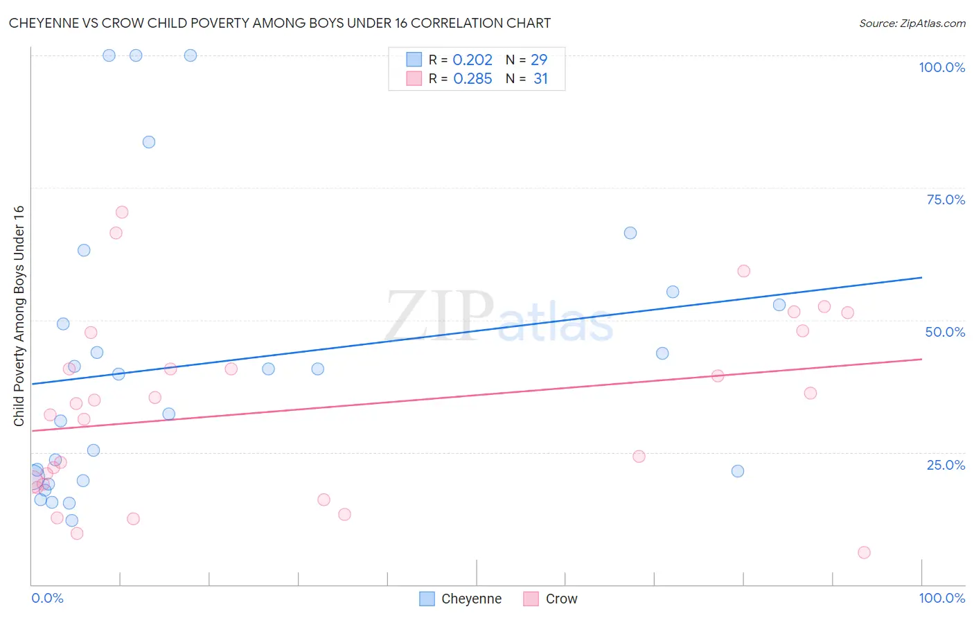 Cheyenne vs Crow Child Poverty Among Boys Under 16