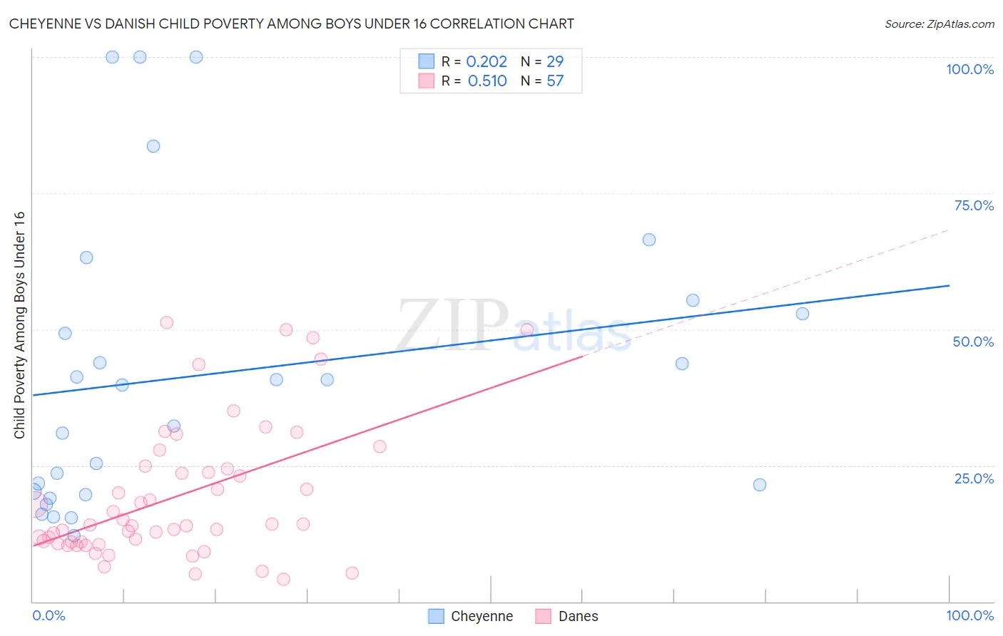 Cheyenne vs Danish Child Poverty Among Boys Under 16